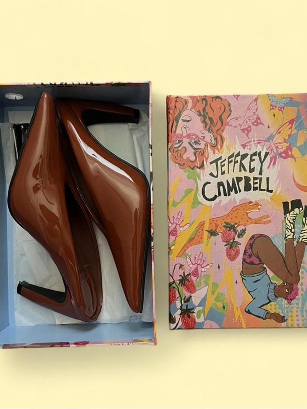 Jeffrey Campbell- BUZZING,  Brown Patent Pointed Toe Pumps